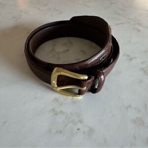 Vintage Genuine Leather Belt Woven with Solid Brass Buckle 38/95